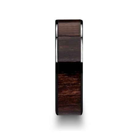 Thorsten Kendo Black Ceramic Polished Finish Ring Wedding Band with Black Walnut Wood Inlay 8mm from Roy Rose Jewelry Thorsten Kendo Black Ceramic Polished Finish Ring Wedding Band with Black Walnut Wood Inlay 8mm from Roy Rose Jewelry